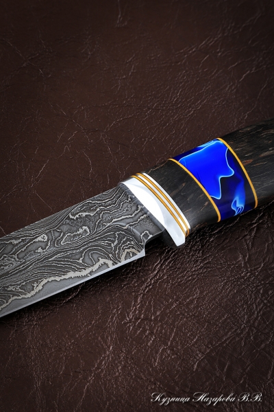 Gadfly knife 2 Damascus laminated combined Karelian birch acrylic