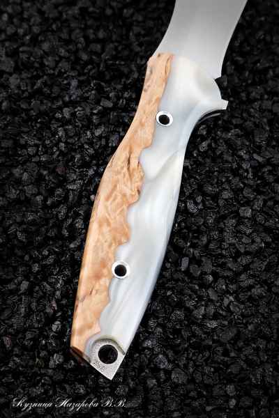 Нож №9 Х12МФ ЦМ карельская береза акрил белый