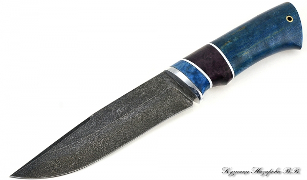 Knife Wasp HV-5 black hornbeam stabilized Karelian birch (blue)