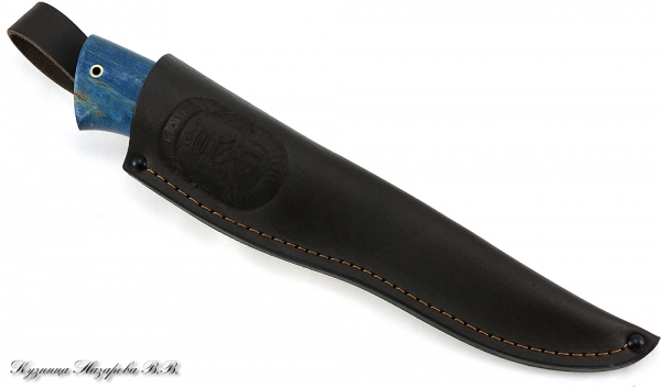 Knife Wasp HV-5 black hornbeam stabilized Karelian birch (blue)
