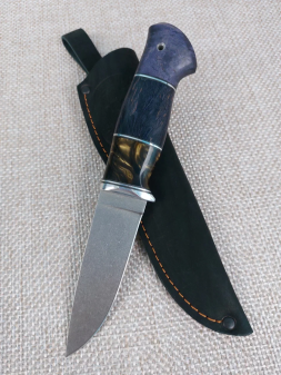 Нож Жерех х12мф акрил коричневый и карельская береза фиолетовая (распродажа)  