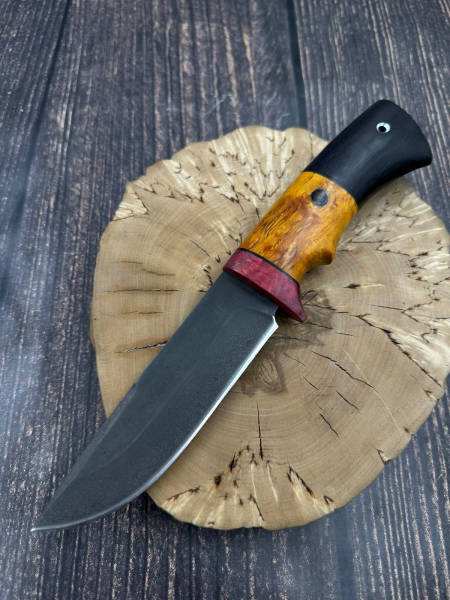 Нож &quot;Оса&quot; сталь х12мф, рукоять стабилизированная карельская береза желтая и черный граб (распродажа) 