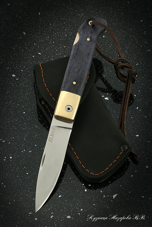 Нож складной Судак 2 сталь Elmax накладки стабилизированная карельская береза (фиолетовая)