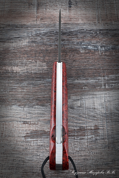 Нож складной Судак 2 сталь булат накладки акрил красный