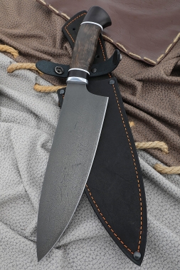 Knife Chef No. 13 steel H12MF handle black hornbeam stabilized Karelian birch brown (NEW)