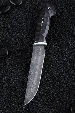 Нож Овод 2 дамаск полный камень черный граб резной (Coutellia)