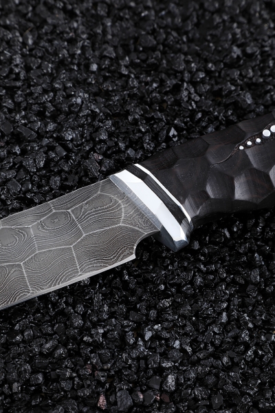 Knife Gadfly 2 Damascus Full Stone Black Hornbeam Carved (Coutellia)