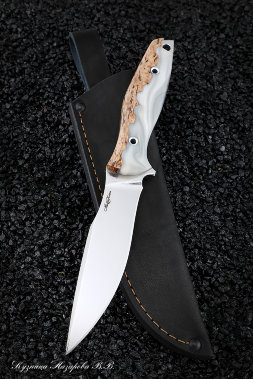 Knife No. 9 H12MF CM (full descents) Karelian birch acrylic white