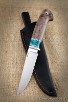 Knife Bars steel RWL-34 handle Karelian birch brown acrylic