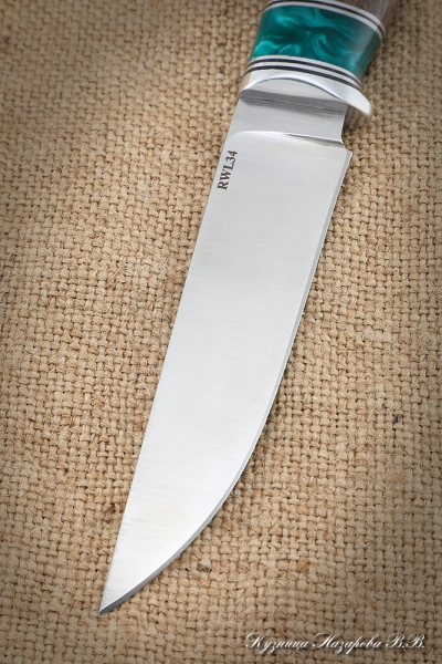Knife Bars steel RWL-34 handle Karelian birch brown acrylic