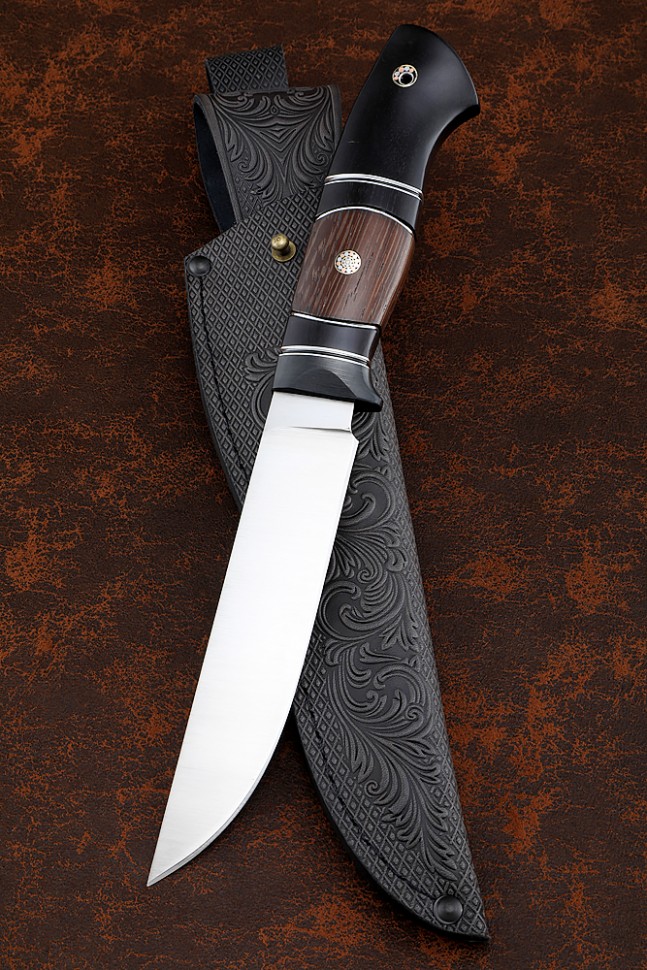 Нож Засапожный Х12МФ - сатин рукоять карбон венге черный граб