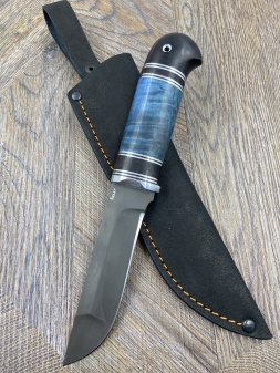Нож Беркут булат, стабилизированная карельская береза синяя черный граб (распродажа)