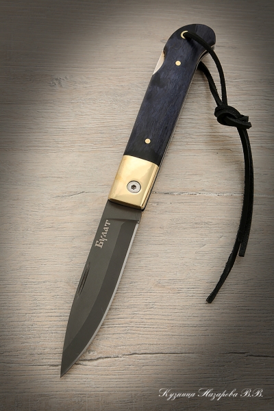 Нож складной Судак 2 сталь Булат накладки стабилизированная карельская береза (фиолетовая)