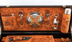 A picnic set in a suitcase