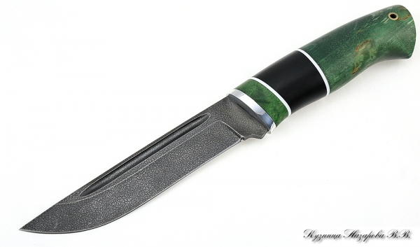 Knife Fighter HV-5 black hornbeam stabilized Karelian birch (green)