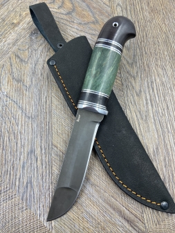 Нож Беркут булат, стабилизированная карельская береза зеленая черный граб (распродажа)