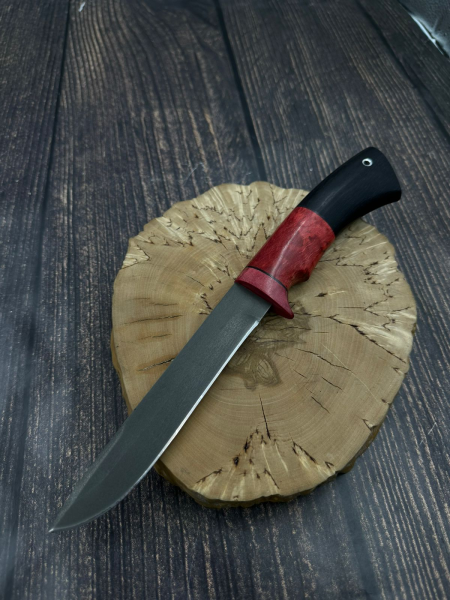 Нож &quot;Кардинал&quot; сталь х12мф, рукоять стабилизированная карельская береза красная и черный граб (распродажа)
