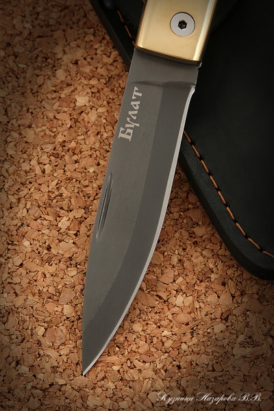 Нож складной Судак 2 сталь Булат накладки стабилизированная карельская береза (янтарная)