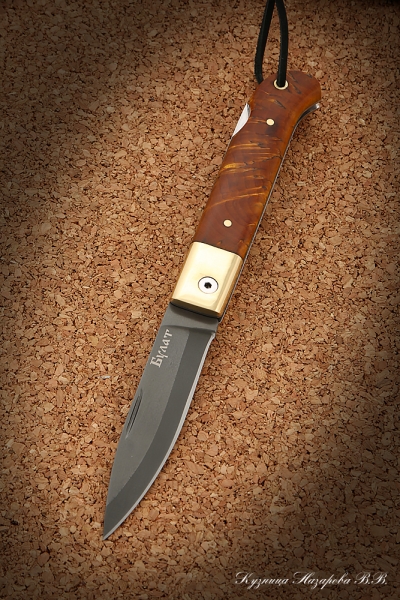 Нож складной Судак 2 сталь Булат накладки стабилизированная карельская береза (янтарная)
