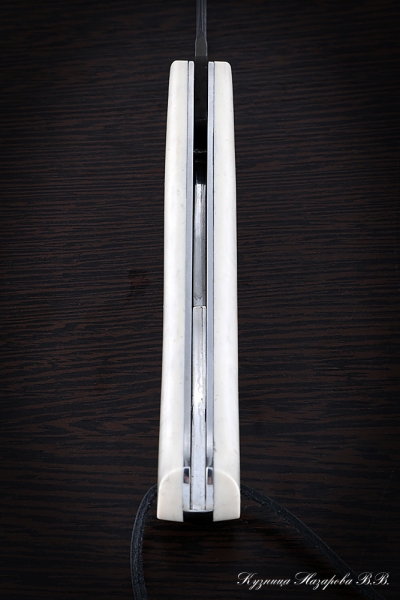 Folding knife Pike Perch 2 steel Wootz steel lining Acrylic Ivory