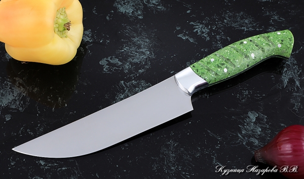 Кухонный нож Шеф № 8 сталь 95Х18 рукоять акрил зеленый