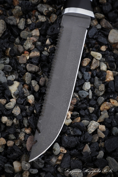 Knife Fisherman H12MF black hornbeam stabilized Karelian birch (purple) with hook