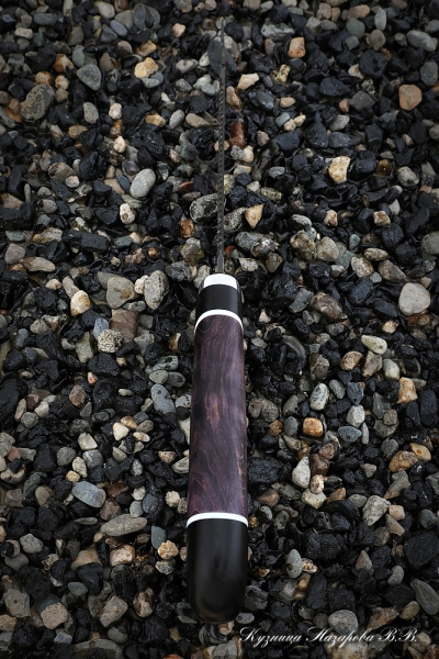 Knife Fisherman H12MF black hornbeam stabilized Karelian birch (purple) with hook