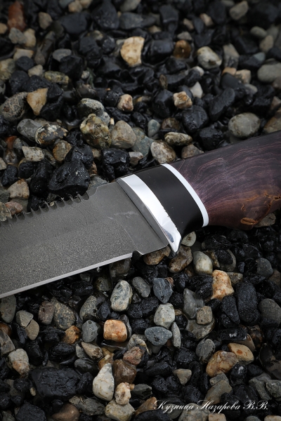 Нож Рыбак х12мф черный граб стабилизированная карельская береза (фиолетовая) с крючком