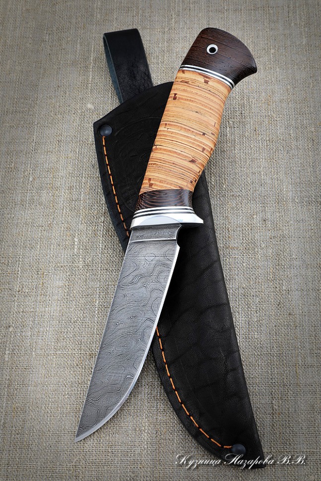 Нож Штык дамаск береста