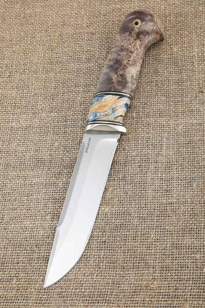 Knife Boar S390 handle mammoth tooth and Karelian birch