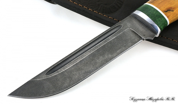 Нож Боец ХВ-5 стабилизированная карельская береза (янтарная+зеленая)