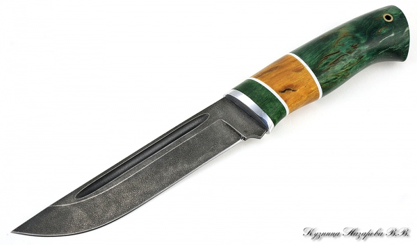 Knife Fighter HV-5 stabilized Karelian birch (amber +green)