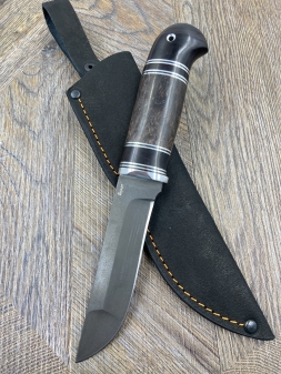 Нож Беркут булат, стабилизированная карельская береза коричневая черный граб (распродажа)