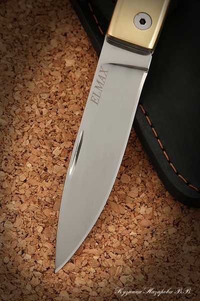 Folding knife Pike Perch 2 steel Elmax lining stabilized Karelian birch (amber)