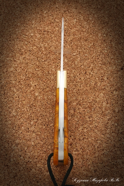 Нож складной Судак 2 сталь Elmax накладки стабилизированная карельская береза (янтарная)