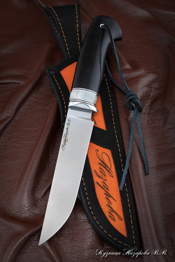 Нож Засапожный сталь Х12МФ - сатин рукоять черный граб акрил