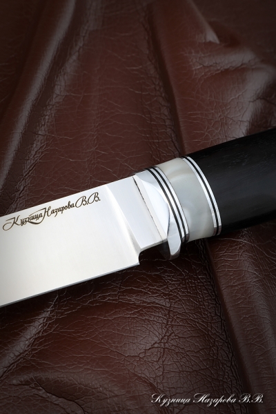 Knife Zasapozhny steel H12MF - satin handle black hornbeam acrylic