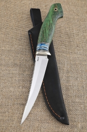 Knife Pike S390 handle mammoth tooth and Karelian birch green