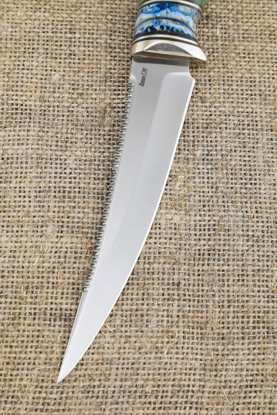 Нож Щука S390 рукоять зуб мамонта и карельская береза зеленая 