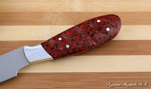 Кухонный нож Шеф № 1 сталь 95Х18 рукоять акрил красный