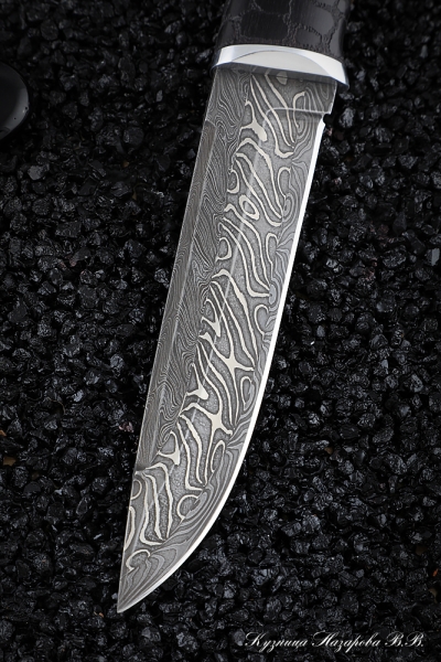 Knife Boar Damascus end black hornbeam Karelian birch