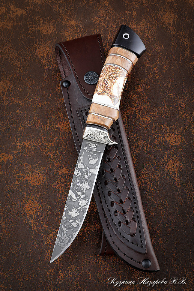 Нож Кардинал D2 карельская береза рог лося