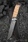 Knife Irbis Damascus handle birch bark