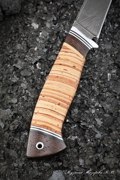 Knife Irbis-2 Damascus handle birch bark
