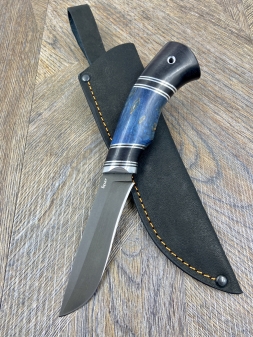 Нож Кречет 2 булат, стабилизированная карельская береза синяя черный граб (распродажа) 
