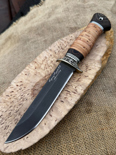 Нож &quot;Пехотинец&quot; сталь х12мф с гравировкой, рукоять береста (распродажа) 