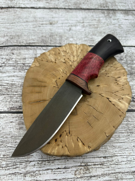 Нож &quot;Оса&quot; сталь х12мф, рукоять карельская береза красная и черный граб (распродажа)