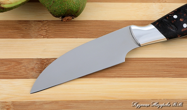 Кухонный нож Шеф № 1 сталь 95Х18 рукоять акрил коричневый