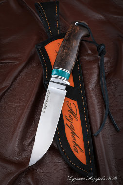 Knife Bars steel H12MF-satin handle Karelian birch brown acrylic