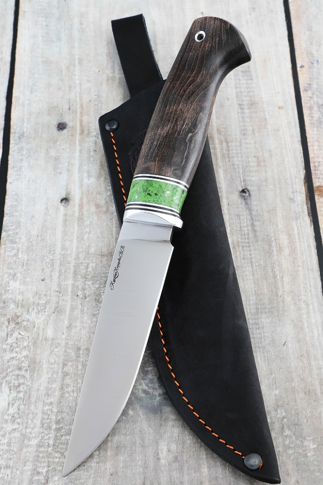 Нож Барс сталь Х12МФ-сатин рукоять карельская береза коричневая акрил